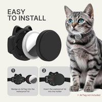 Collar de gato Airtag impermeable con patrón de pez luminoso y soporte oculto, ideal para rastrear a tu gato