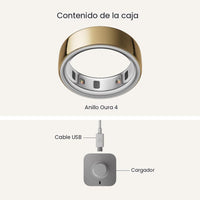 Anillo Inteligente Oura Ring 4 en Oro, seguimiento de salud integral, compatible con iOS y Android, resistente y cómodo