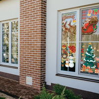 Calcomanías navideñas de copos y renos para ventanas, decoración interior y exterior, reutilizables y resistentes al agua