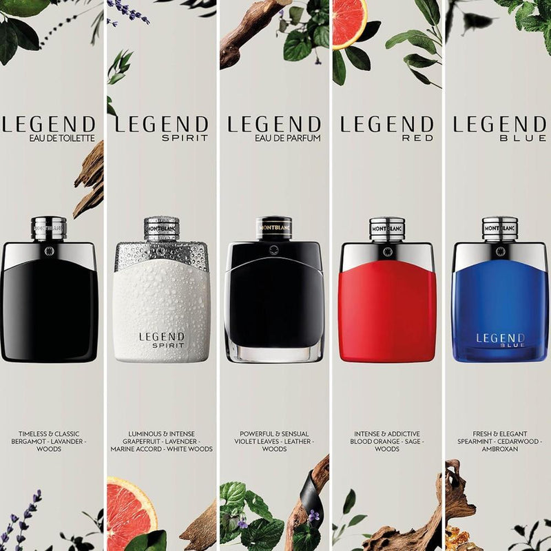 MONTBLANC Legend Eau de Parfum, fragancia duradera con notas de violeta, geranio y madera vibrante, tipo fougère aromático
