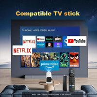 Proyector portátil con WiFi y Bluetooth, enfoque eléctrico y aplicaciones integradas, compatible con smartphones