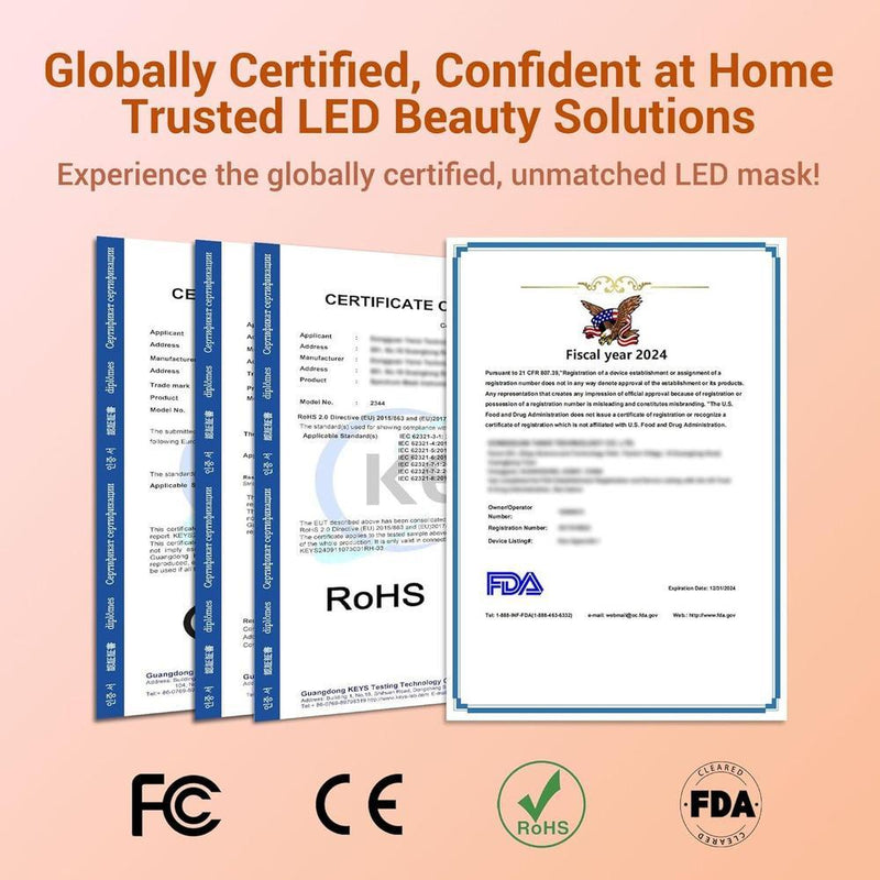Máscara facial LED con terapia de luz roja, 4 modos, control remoto recargable, luz azul, naranja, infrarroja y roja