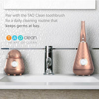Cepillo facial TAO Clean Ona Diamond con estación de limpieza eléctrica, diseño ergonómico, doble velocidad, color oro rosa