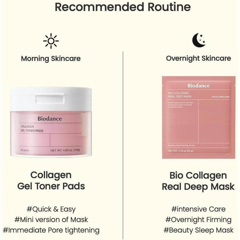 Biodance Almohadillas de tóner de gel de colágeno para minimizar poros y mejorar elasticidad, adecuado para piel sensible