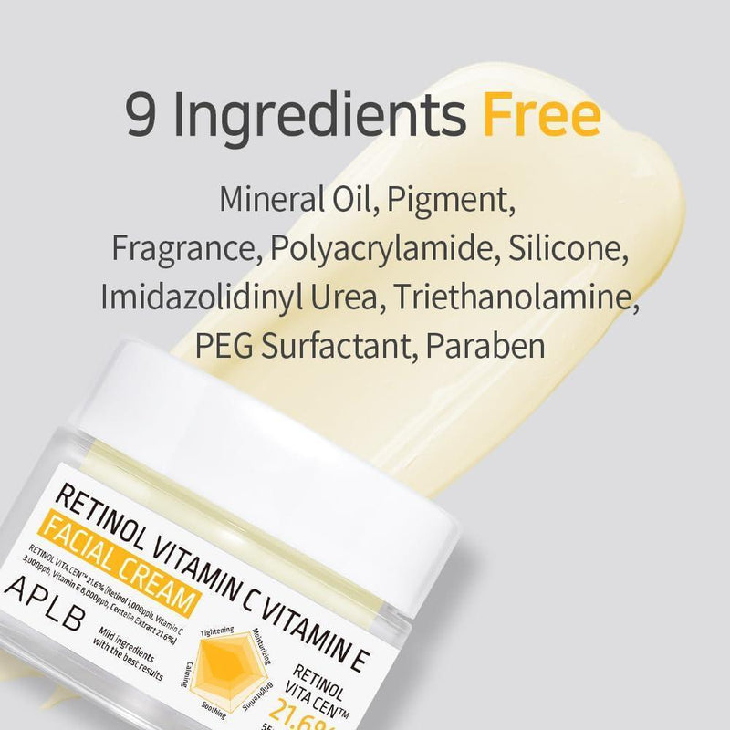Crema Hidratante Facial APLB Con Vitamina C, E Y Retinol 55ml