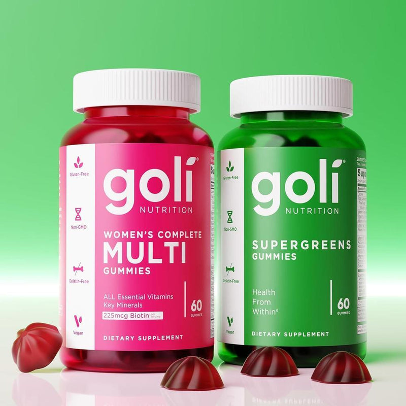 Goli Gomitas Supergreens con Probióticos, Extracto de Alcachofa, Espirulina y Col Rizada, Vitaminas A, B6, B12, Veganas y Sin Gluten