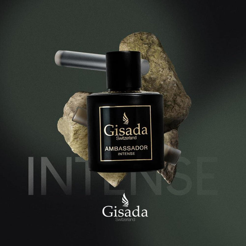 Gisada Ambassador Intense para hombres, perfume con aroma fuerte y masculino, notas cítricas y orientales hecho en Suiza