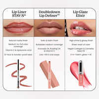 Sacheu DoubleDown Lip Definer: Labial hidratante 2 en 1 con acabado satinado enriquecido con aceites nutritivos