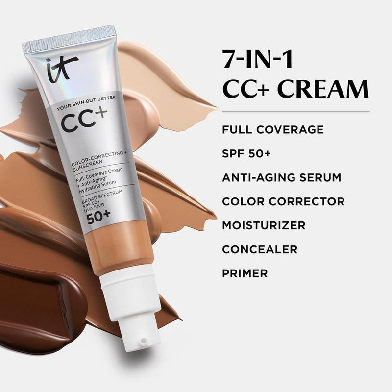 IT Cosmetics CC+ Cream: Base de Cobertura Completa con SPF 50+ y Suero Hidratante Antienvejecimiento