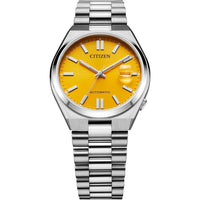 Reloj de lujo deportivo Citizen Tsuyosa automático para hombre en acero inoxidable, esfera amarilla y reserva de marcha