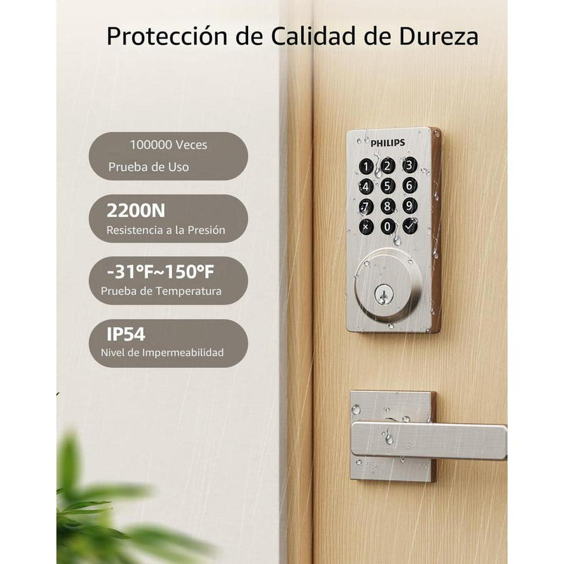 Cerradura inteligente Philips con WiFi integrado, control remoto por app, entrada sin llave y bloqueo automático