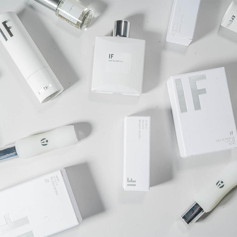 Eau de Parfum IF, perfume floral blanco moderno y cítrico con ingredientes premium y aroma duradero, calidad de lujo