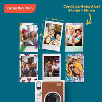 Fujifilm Instax Mini EVO Cámara Híbrida Instantánea Paquete con Película, Tarjeta de Memoria y Estuche