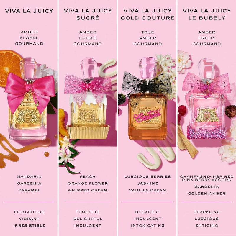 Juicy Couture Viva La Juicy Gold Eau De Parfum, Perfume para Mujer con Notas de Frutos Rojos Jugosos, Jazmín Sambac y Crema de Vainilla - Frutal y Dulce, EDP Spray