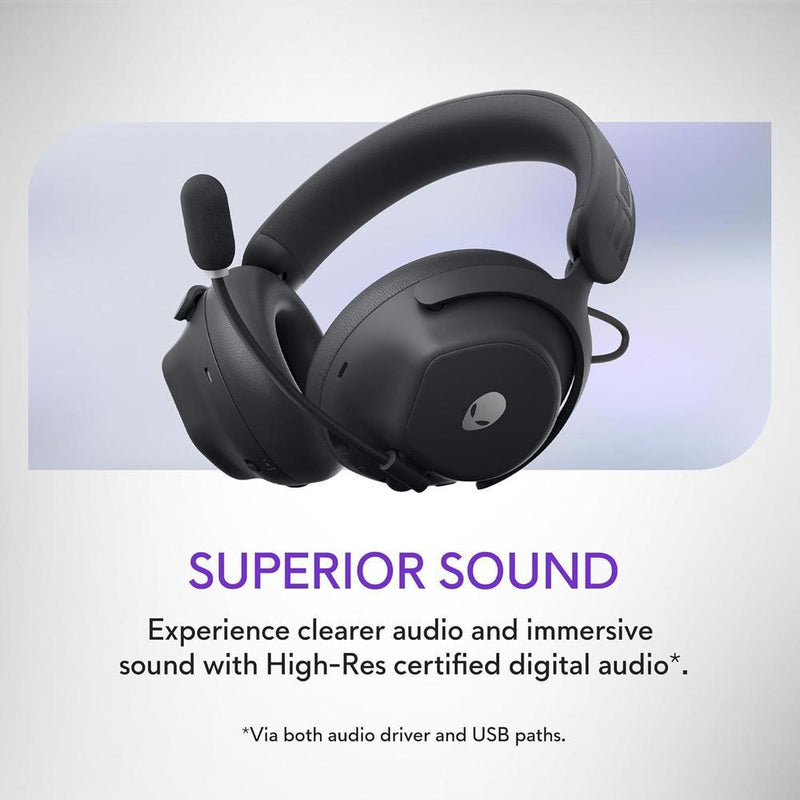 Alienware auriculares inalámbricos para juegos con Bluetooth 5.3, carga rápida, cancelación activa de ruido y 75 horas de duración