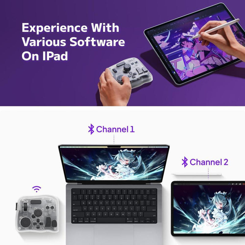 TOUR BOX Elite Plus controlador Bluetooth para dibujo y edición de video con integración para DaVinci Procreate