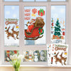 Calcomanías navideñas de copos y renos para ventanas, decoración interior y exterior, reutilizables y resistentes al agua