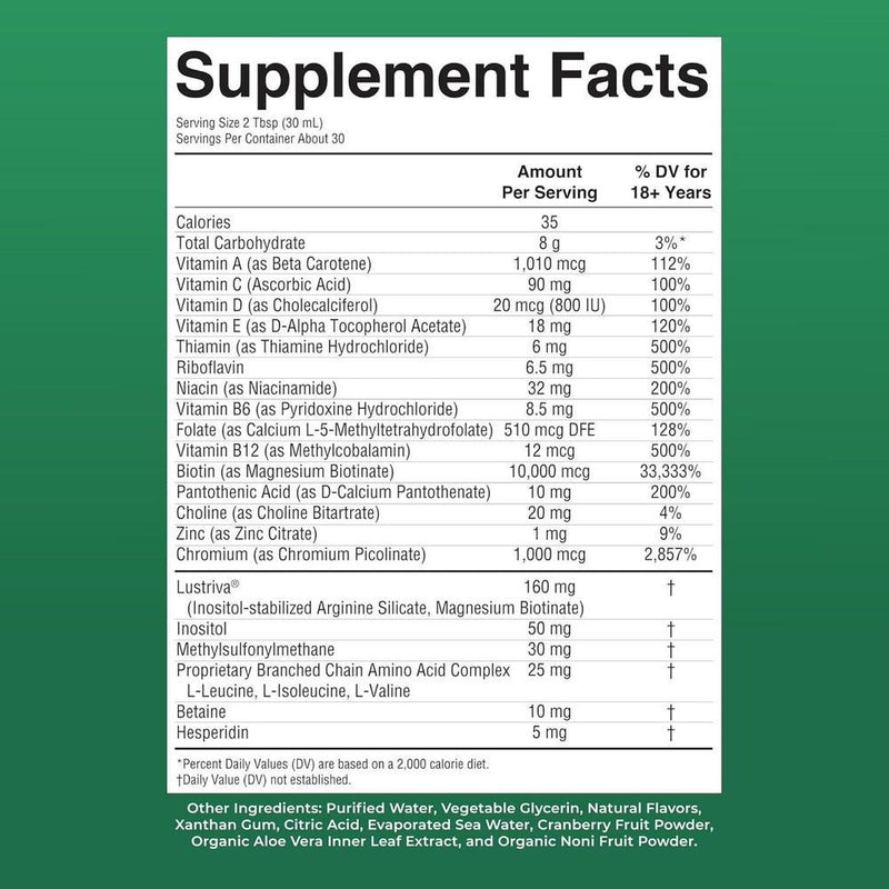 Multivitamínico Líquido MaryRuth's para Crecimiento de Cabello y Cuidado de Piel, con Biotina y Lustriva