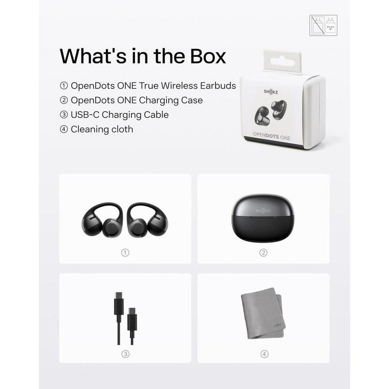 SHOKZ OpenDots ONE - Auriculares inalámbricos Bluetooth de oreja abierta con micrófono, seguro y ligero, audio Dolby Premium, resistente al agua