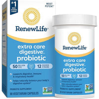 Renew Life Cápsulas Probióticas Digestivas Cuidado Extra 50 Mil Millones CFU, Soporte Salud Inmune, Digestiva y Respiratoria