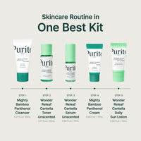 PURITO SEOUL Best Kit - Rutina de cuidado facial con limpiador, suero, tónico y crema, para todo tipo de piel, set de regalo K-Beauty