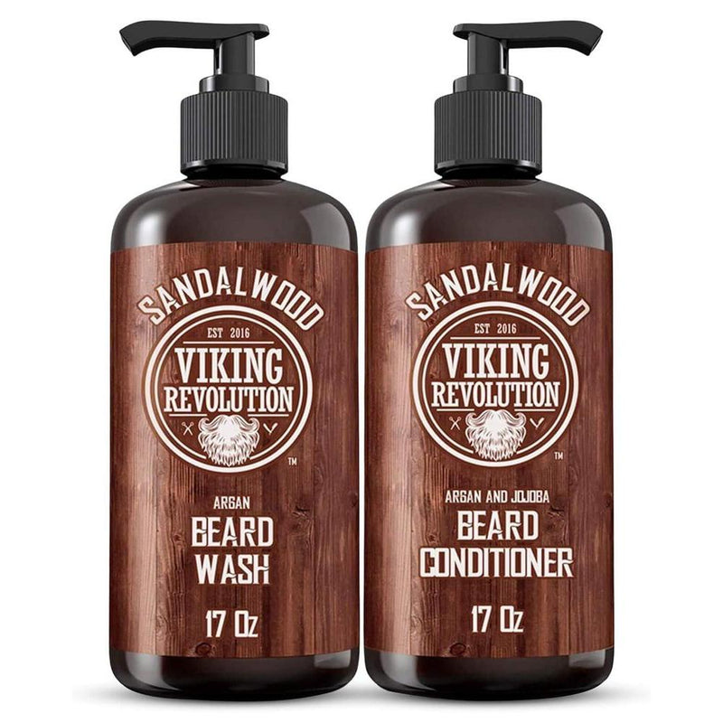 Kit de acondicionador y lavado para barba con aceites de argán y jojoba, aroma natural de sándalo