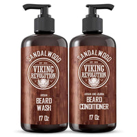 Kit de acondicionador y lavado para barba con aceites de argán y jojoba, aroma natural de sándalo