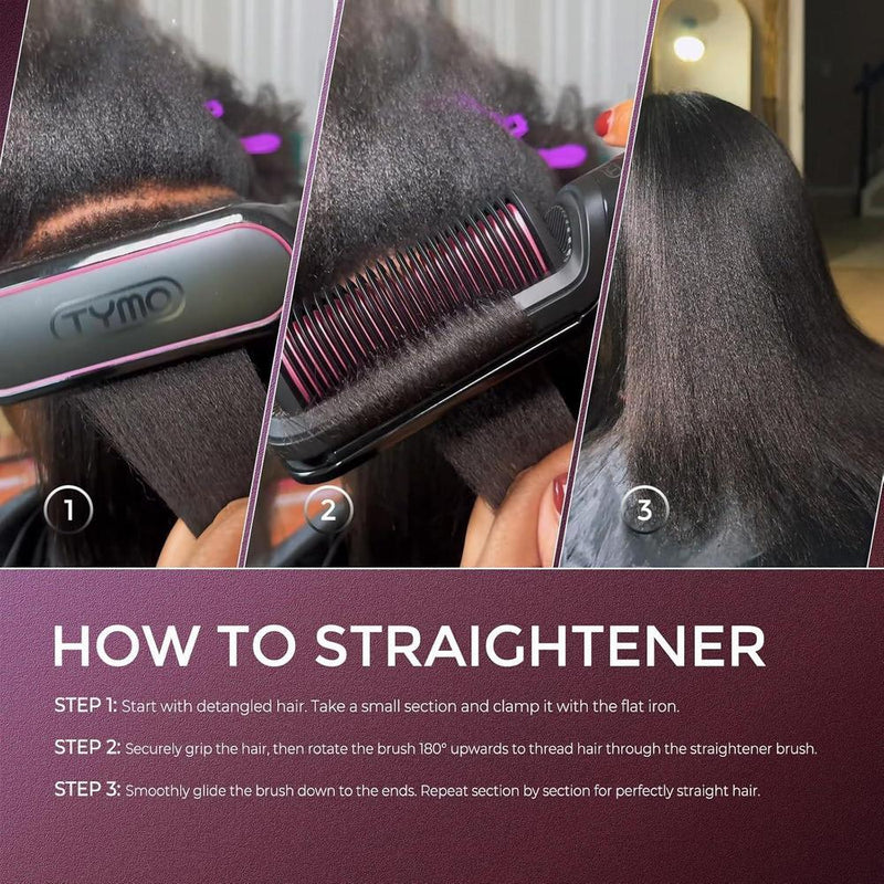 TYMO Cepillo Alisador de Pelo y Plancha 2 en 1 con Tecnología de Iones para Anti-Frizz y Alisado