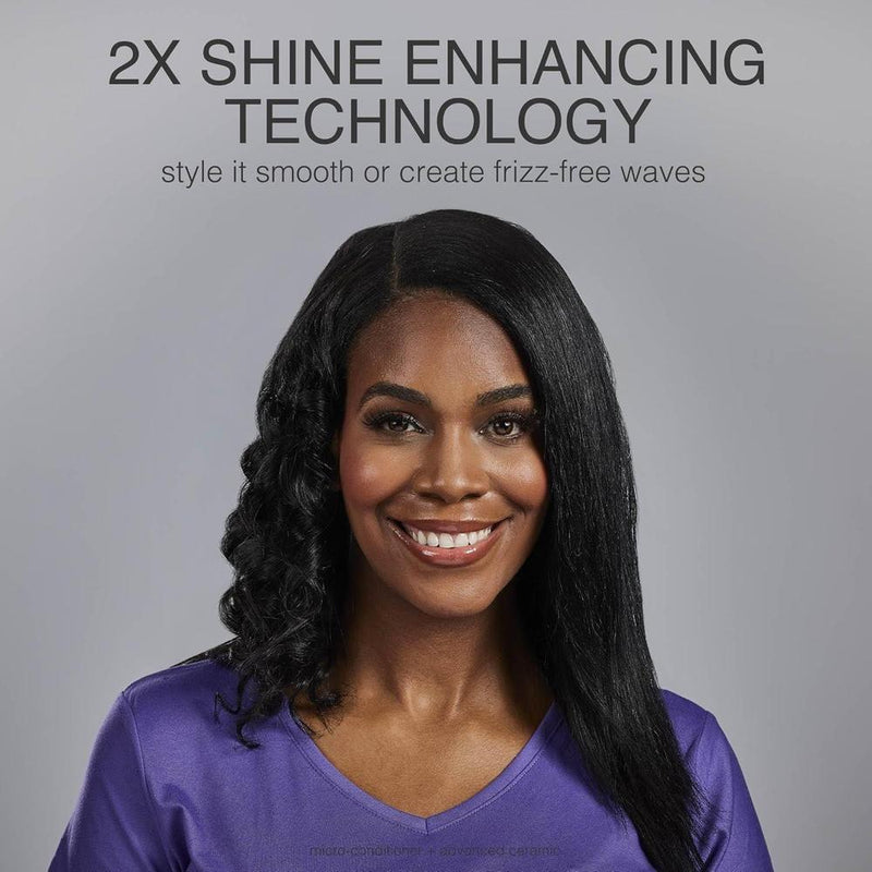Plancha Remington Shine Therapy infundida con aceite de argán y queratina para un acabado profesional y sin encrespamientos