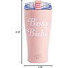 Paris Hilton Boss Babe - Vaso de agua aislado a prueba de fugas con tapa abatible, taza de viaje de acero inoxidable,  rosa iridiscente