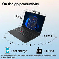 Lenovo Thinkpad 16" Ultraslim Laptop, Intel Core Ultra 7, 16GB RAM, 512GB SSD, Windows 11 Pro, Lector De Huellas, Negro