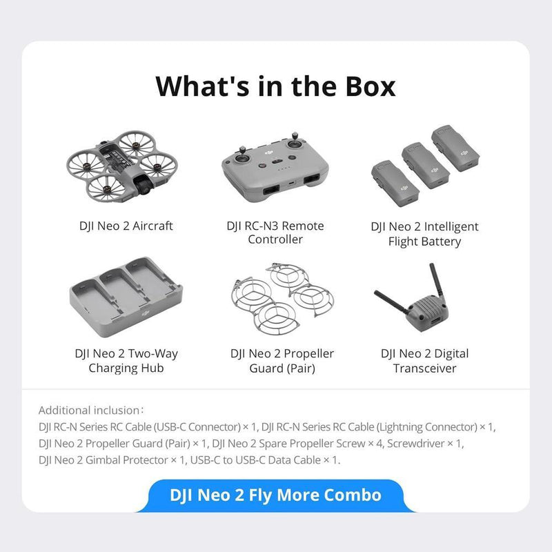 DJI Neo 2 Combo Fly More con control remoto RC-N3, transmisión estable con transceptor digital, dron 4K para principiantes