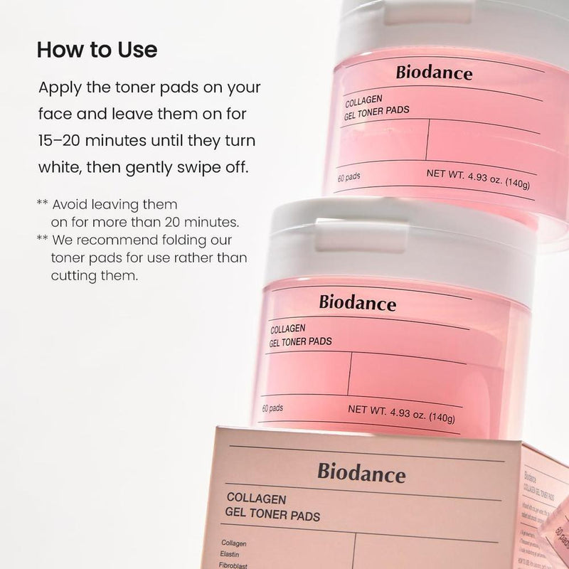 Biodance Almohadillas de tóner de gel de colágeno para minimizar poros y mejorar elasticidad, adecuado para piel sensible