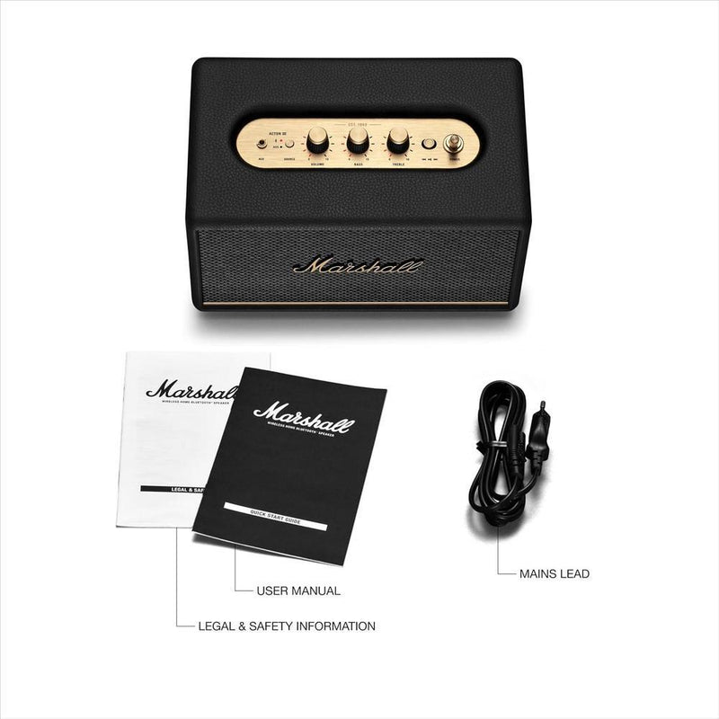 Marshall Acton III - Altavoz Bluetooth para el hogar en color negro, con conectividad Bluetooth 5.2 y un diseño sostenible
