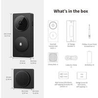 Aqara Timbre Inteligente con Cámara G410 y Campanilla, Video Seguro HomeKit, Audio Bidireccional, Hub Matter Integrado
