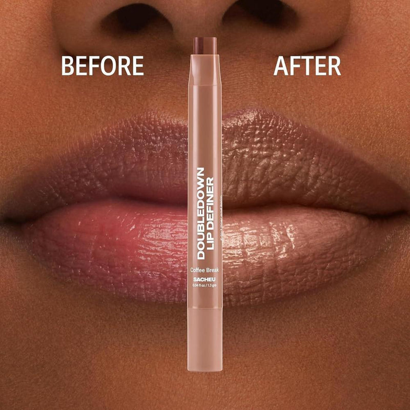 Sacheu DoubleDown Lip Definer - Labial Coreano 2 en 1 con Aceite de Aguacate y Rosa Mosqueta, Hidratante y Satinado