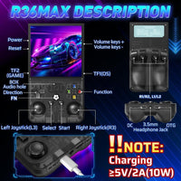 Consola Retro R36MAX Portátil con Pantalla IPS HD de 4 Pulgadas, CPU 1.5GHz, Batería 4000mAh y Amplia Biblioteca de Juegos Precargados de 64GB