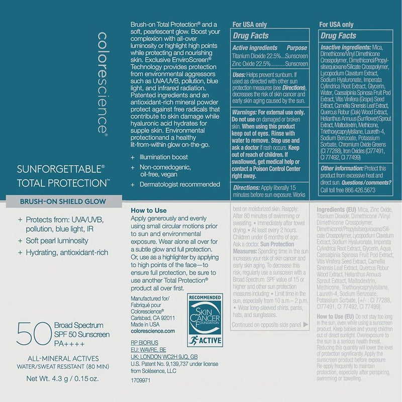 Colorescience Protector solar en polvo mineral para piel sensible, protección UVA/UVB, luz azul y polución