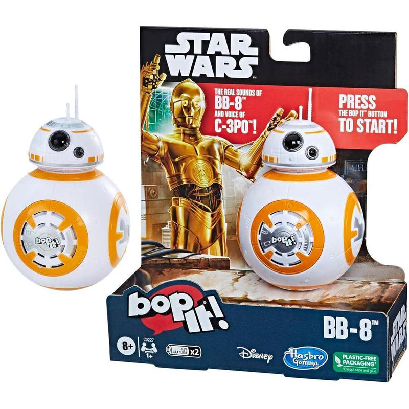 Juego Bop It BB-8 de Star Wars, juguete electrónico con sonidos auténticos de BB-8 y voz de C-3PO, diversión para niños