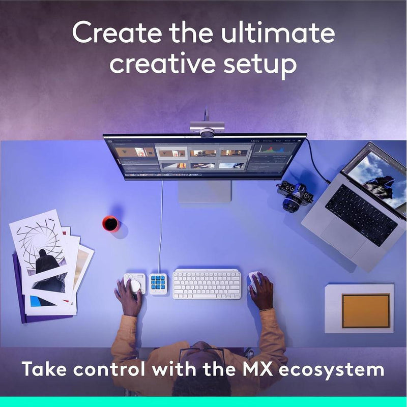 Logitech MX Creative Console con 9 teclas LCD personalizables y dial de control para Adobe y Spotify, gris pálido