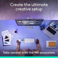Logitech MX Creative Console con 9 teclas LCD personalizables y dial de control para Adobe y Spotify, gris pálido