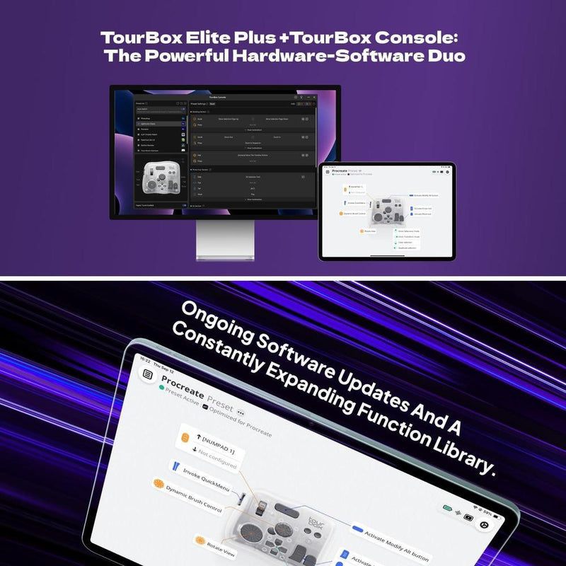 TOUR BOX Elite Plus controlador Bluetooth para dibujo y edición de video con integración para DaVinci Procreate
