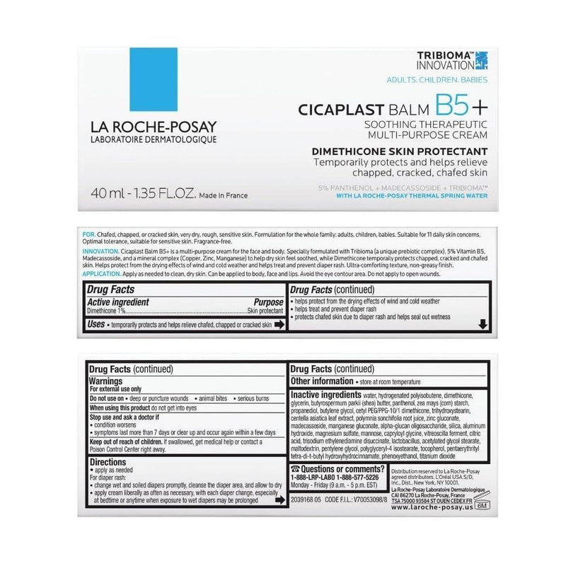 La Roche-Posay Bálsamo Cicaplast B5 Crema Multiusos para Piel Seca e Irritada, Apta para Bebés, Sin Fragancia