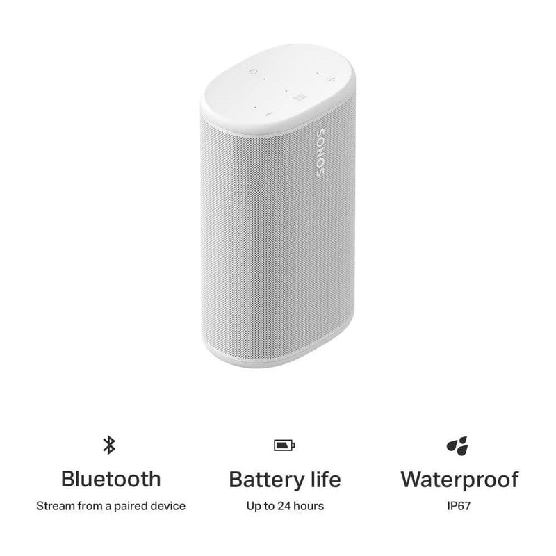Sonos Play - Altavoz Bluetooth portátil con WiFi y Alexa, batería de larga duración y base de carga, color blanco