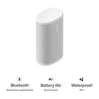Sonos Play - Altavoz Bluetooth portátil con WiFi y Alexa, batería de larga duración y base de carga, color blanco