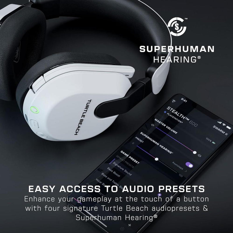 Turtle Beach Stealth 600 Auriculares Inalámbricos Gaming Multiplataforma con Bluetooth y Micrófono Cancelación de Ruido, Blanco