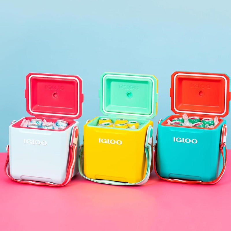 Enfriador Igloo estilo picnic con correa ajustable y aislamiento MaxCold, ideal para bebidas deportivas y botellas