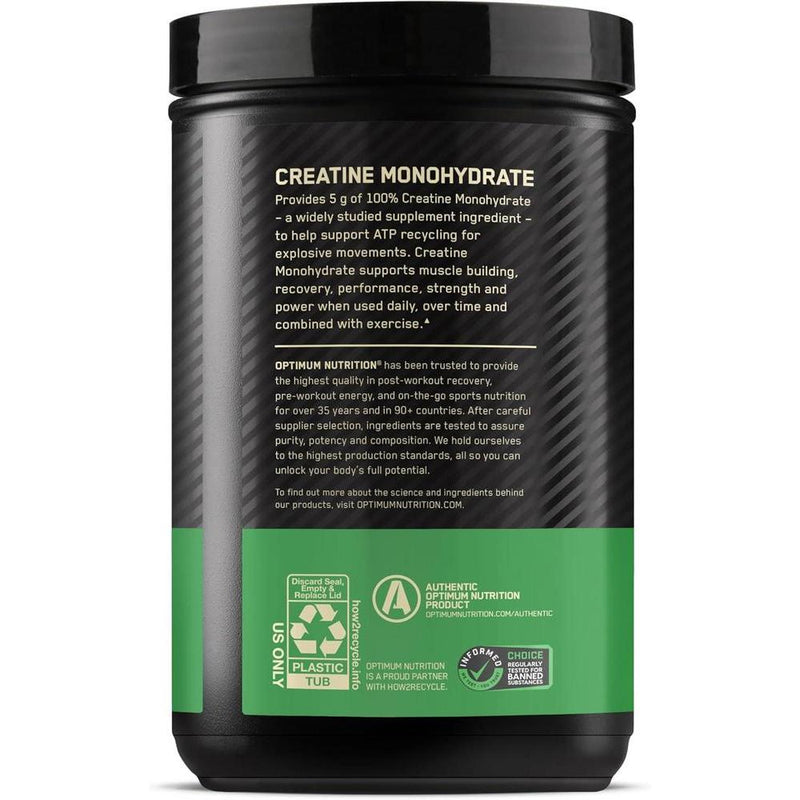 Optimum Nutrition Creatina Micronizada Monohidratada en Polvo, Sin Sabor, para Crecimiento y Energía Muscular, 120 Porciones