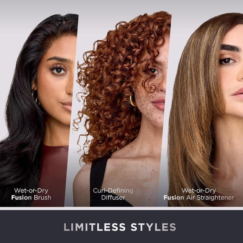 Shark FlexFusion - Plancha y secador de pelo con cepillo de cerámica, rizadores automáticos, concentrador y anti-frizz