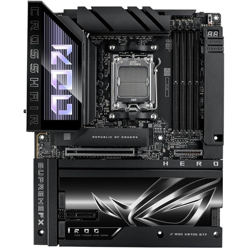 Placa base ROG Crosshair X870E Hero BTF AMD ATX, diseño conector oculto, ranura GPU alta potencia, DDR5, WiFi 7, PCIe 5.0, USB4
